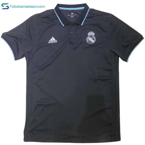 Polo Real Madrid 2017/18 Negro Azul Claro